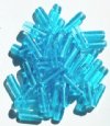 50 5x15mm Transparent Aqua Glass Rectangle Beads